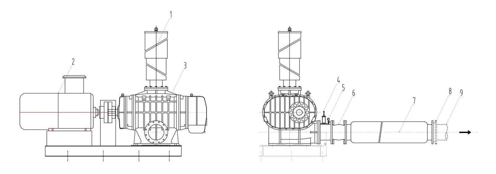 MTRF Series Roots Blower Standard Drawing
