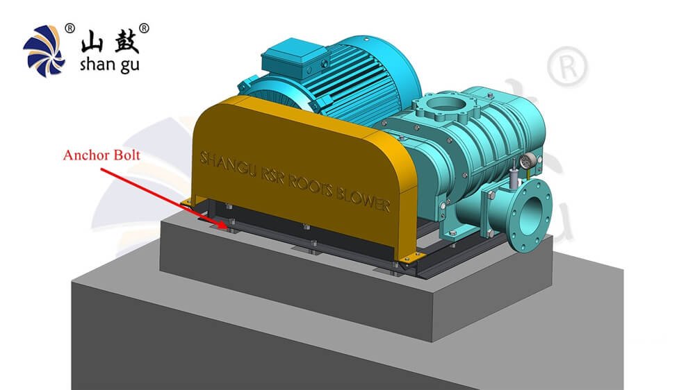 Roots Blower Installation on Concrete Foundation