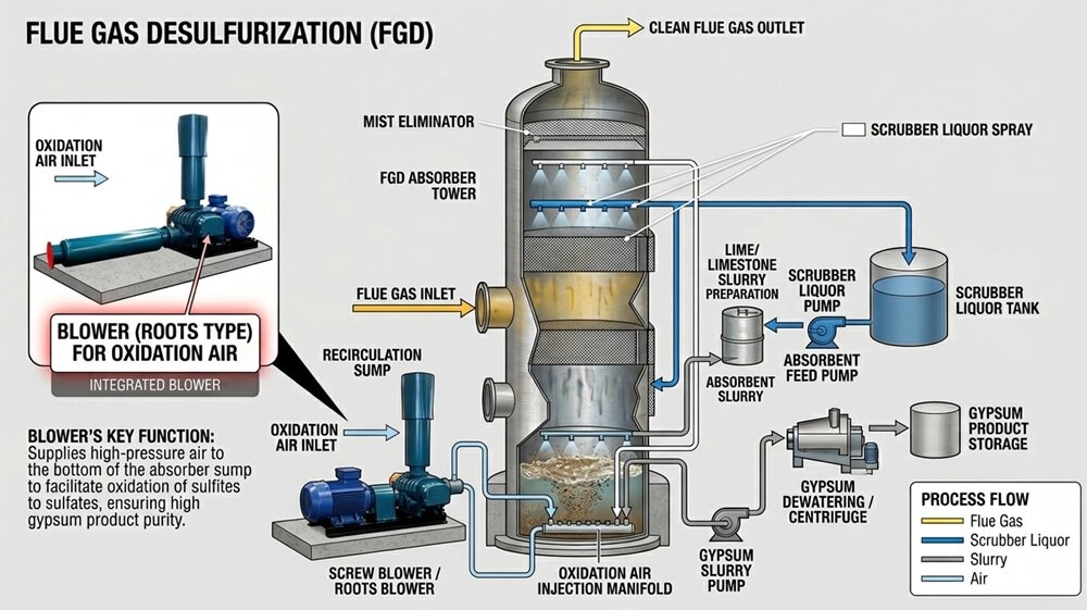 FGD System Process with Roots Blower
