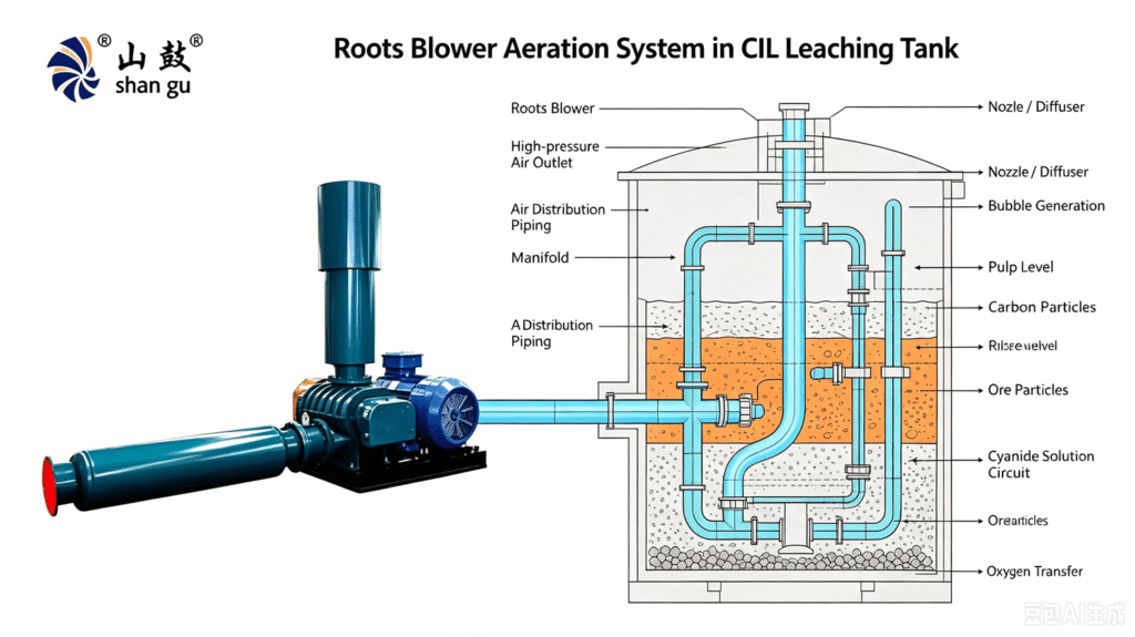 Roots Blower Aeration System in CIL Leaching Tank
