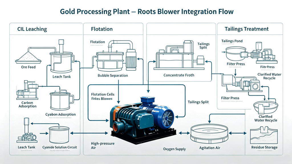 Roots Blower Integration in Gold Mining Processing